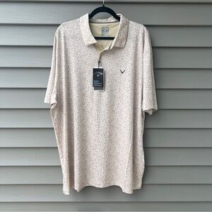 Callaway Golf Chevron Print Polo Shirt Beige Men’s XXL NWT Performance
